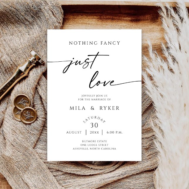 Nothing Fancy Just Love Elegant Wedding Invitation (Créateur téléchargé)
