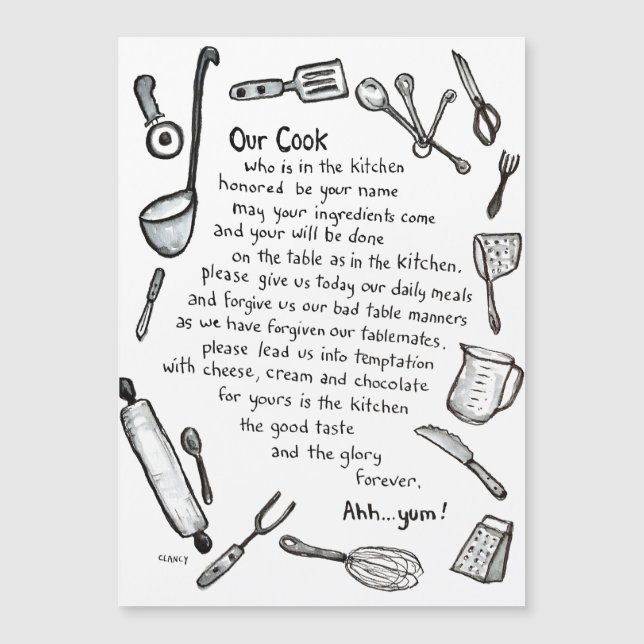 Notre aimant de cuisine pour cuisiniers (Devant)