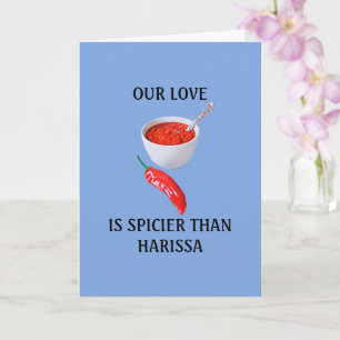 Notre amour est plus épicé que la carte de vœux Ha