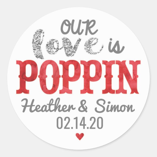 Notre Amour est Poppin - Stickers Mariage (Devant)