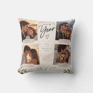 Notre année Coussin de collage photo de couple