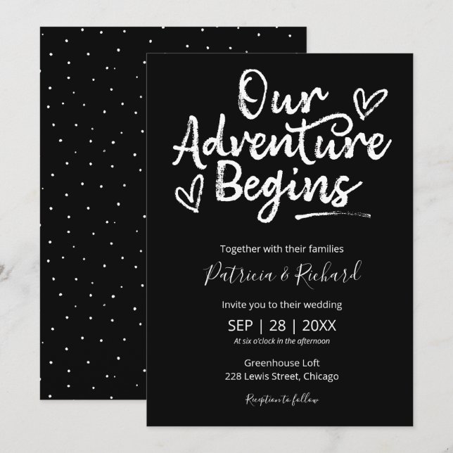 Notre aventure commence Faire-part de mariage rust (Devant / Derrière)