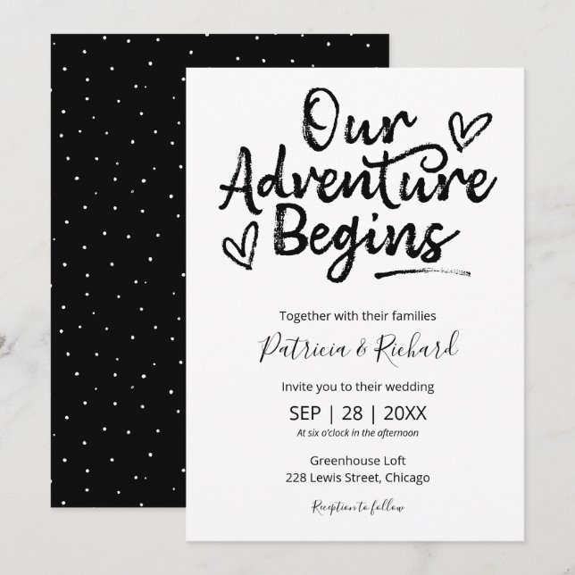 Notre aventure commence Faire-part de mariage rust (Devant / Derrière)