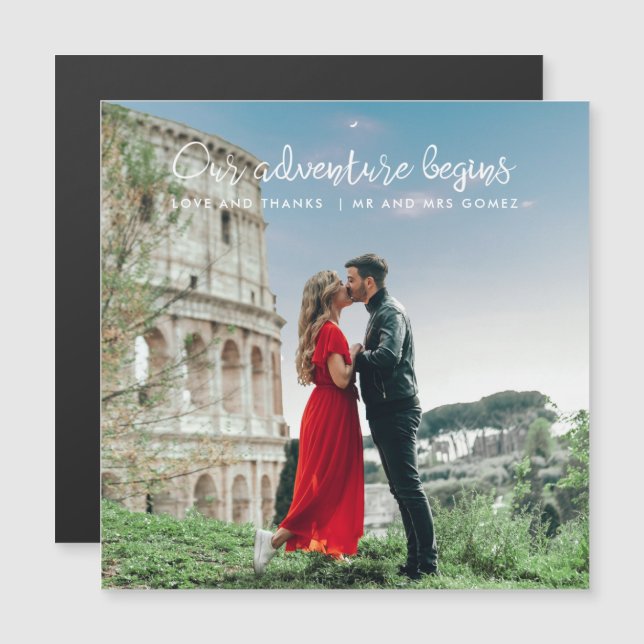 Notre aventure commence Photo Merci Mariage (Devant / Derrière)