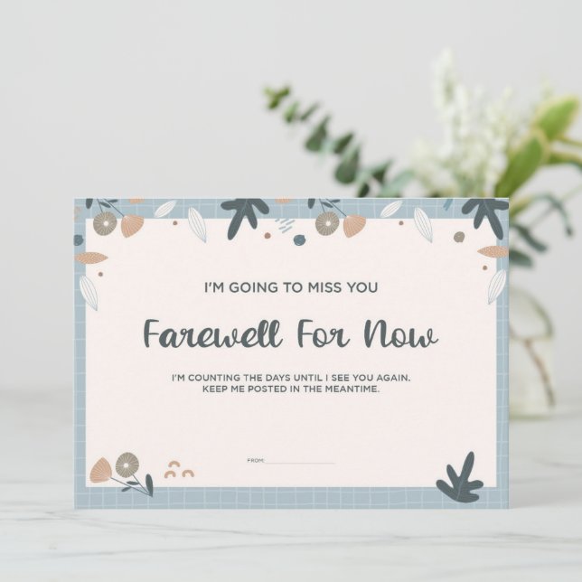 Notre Boho Pastel Farewell Miss You Flat Card (Debout devant)