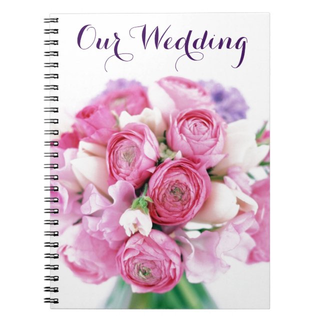 Notre cahier de fleurs roses pour mariage (Devant)