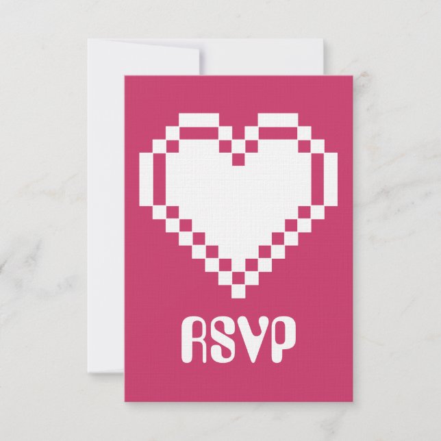 Notre carte de réponse 8-Bit Hearts in Raspberry (Devant)