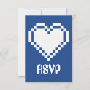 Notre carte de réponse 'Nos cœurs 8 bits en bleu'
