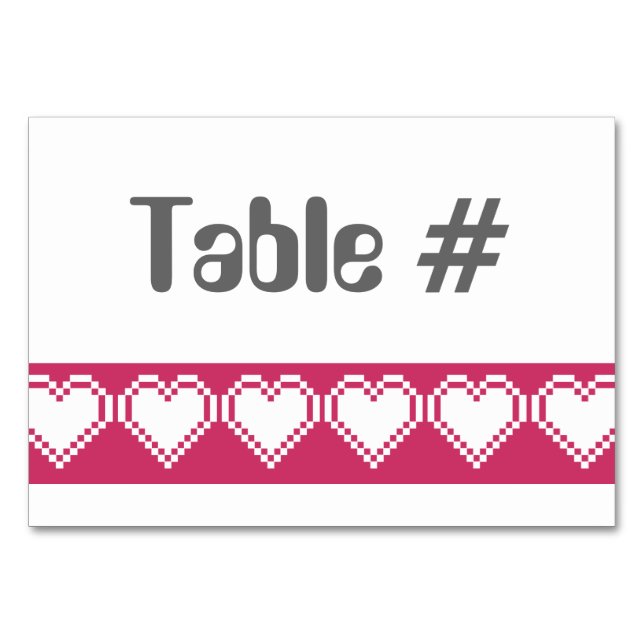 Notre carte de table 8 bits en framboise (Devant)
