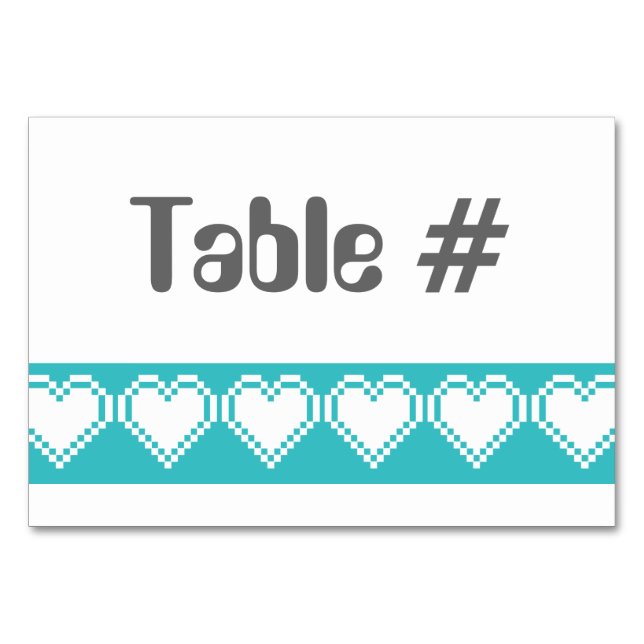 Notre carte de table 8 bits en turquoise (Devant)