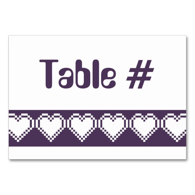 Notre carte de table 8 bits en violet (Devant)