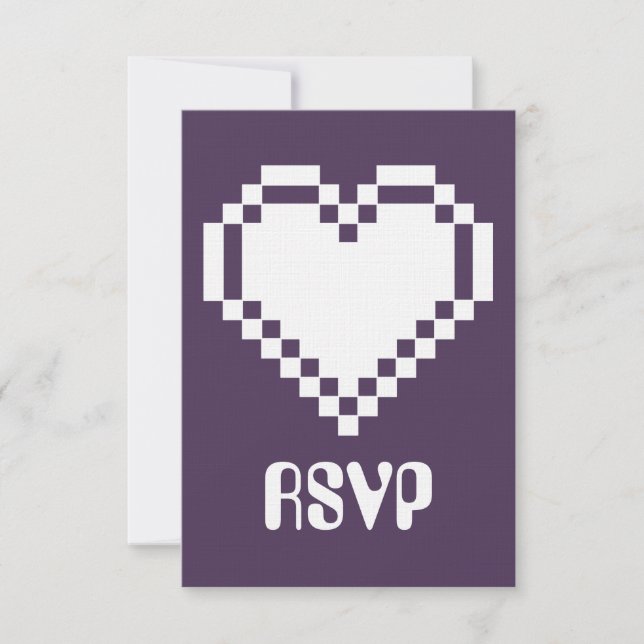 Notre carte RSVP 8-Bit Hearts en violet (Devant)