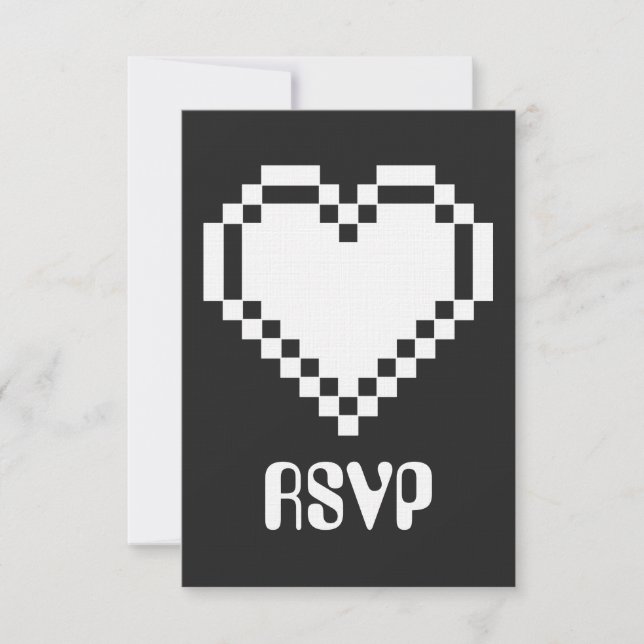 Notre carte RSVP 8 bits en noir (Devant)