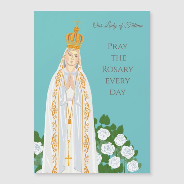Notre Dame de Fatima et carte de roses blanches (Devant)