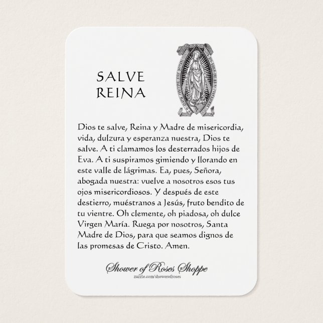 Notre-Dame de Guadalupe Prière Carte Sainte (Dos)