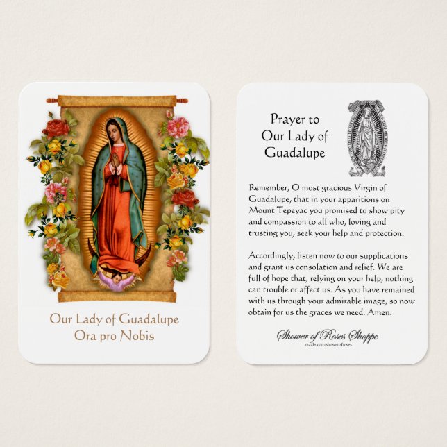 Notre-Dame de Guadalupe Vierge Marie Prière Carte  (Devant & derrière)