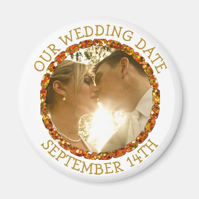 Notre date de mariage Magnet de rappel personnalis (Devant)
