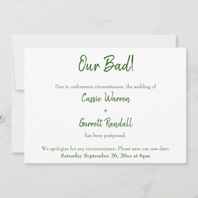 Notre Faire-part Mariage repoussé blanc vert (Devant)