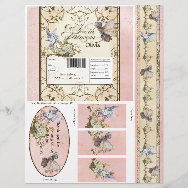 Notre Féerie Princesse, Baby shower Wrappers Candy (Devant)