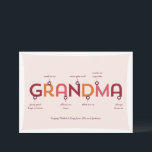 Notre Grand-Mère Est... Carte de voeux pour la fêt<br><div class="desc">Notre Grand-Mère Est...  Carte de voeux pour la fête des mères. Amusez-vous à remplir les blancs pour chaque lettre du mot grand-mère. Peut-être que tout se passe comme ça,  peut-être que vous voulez en ajuster quelques-uns pour vraiment personnaliser.</div>