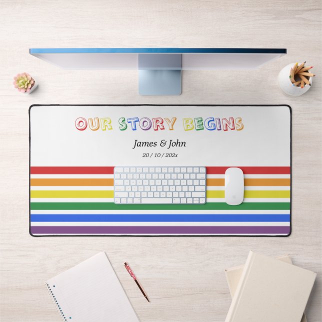Notre histoire commence Drapeau LGBTQ arc-en-ciel  (Bureau 1)