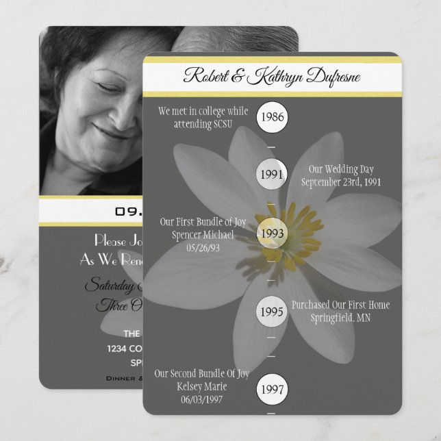 "Notre histoire d'amour" Invitation Mariage de ren (Devant / Derrière)