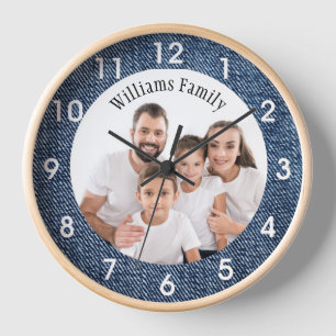 Notre horloge murale de famille ronde à cadre en b