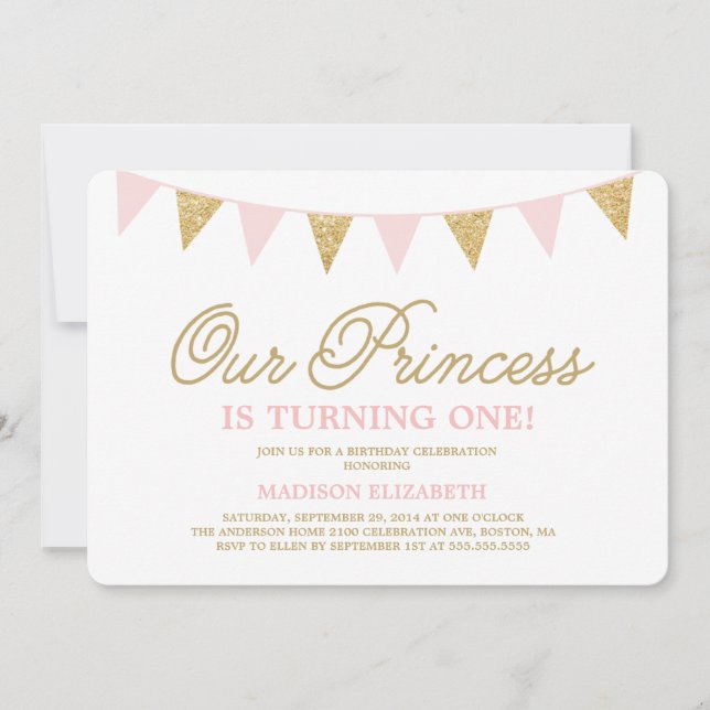 Notre invitation d'anniversaire de la princesse | (Devant)