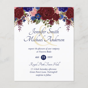 Notre Invitation de Mariage Burgundy Bleu Rose Mar