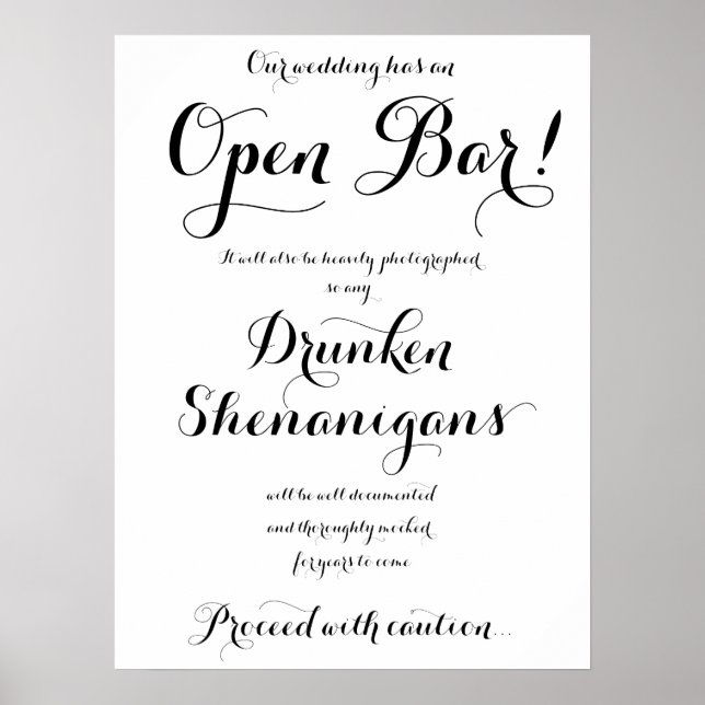 Notre Mariage A Ouvert Bar Sign Poster (Devant)