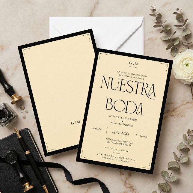 Notre Mariage Art Déco Invitation de Mariage Éléga (Créateur téléchargé)