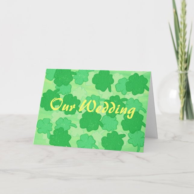 Notre mariage, invitations faux trèfles verts, mod (Devant)