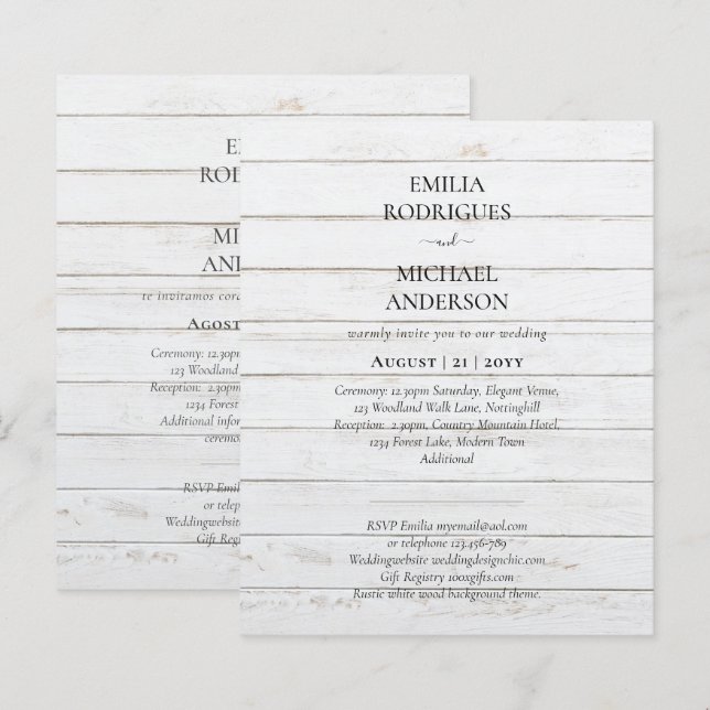 Notre Mariage Typographie Moderne INVITATION PLUSI (Devant / Derrière)