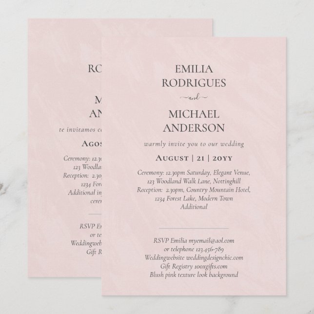 Notre Mariage Typographie Moderne INVITATION PLUSI (Devant / Derrière)