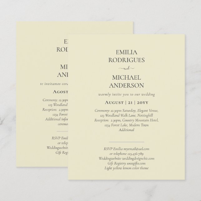 Notre Mariage Typographie Moderne INVITATION PLUSI (Devant / Derrière)