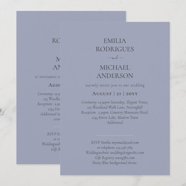 Notre Mariage Typographie Moderne INVITATION PLUSI (Devant / Derrière)