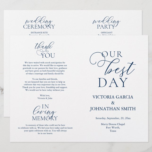 Notre Meilleure Journée, Cérémonie Mariage Program (Devant / Derrière)