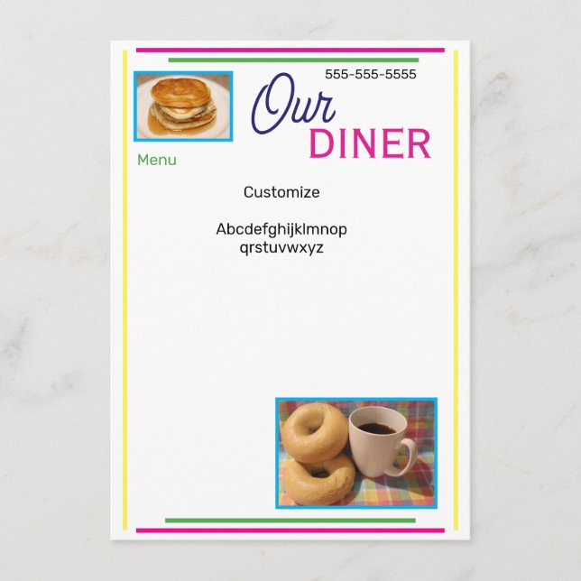 Notre menu personnalisé de restaurant (Devant)