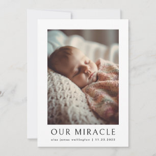 Notre Miracle Modern Photo Baby Faire-part de nais