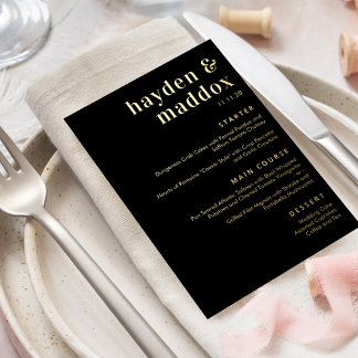 Notre Moment VRAI FOIL Moderne Mariage carte menu