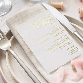 Notre Moment VRAI FOIL Moderne Mariage carte menu