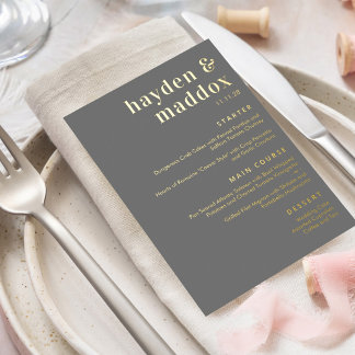 Notre Moment VRAI FOIL Moderne Mariage carte menu