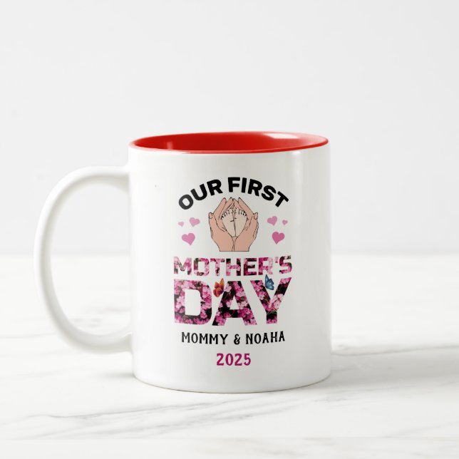 Notre Mug de la Fête des Mères, Nom personnalisé M (Gauche)