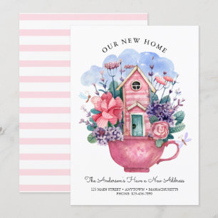 Notre nouvelle maison Aquarelle Coupe de Thé Rose