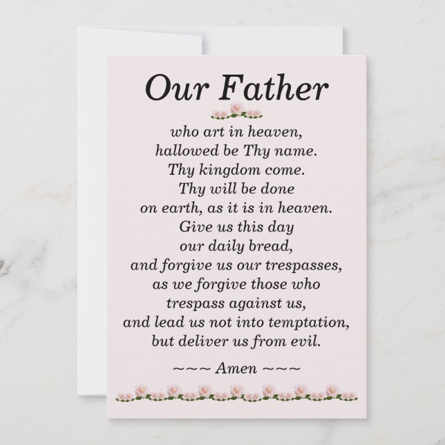 Notre Père Prière Matthieu 6:9-13 Carte (Devant)