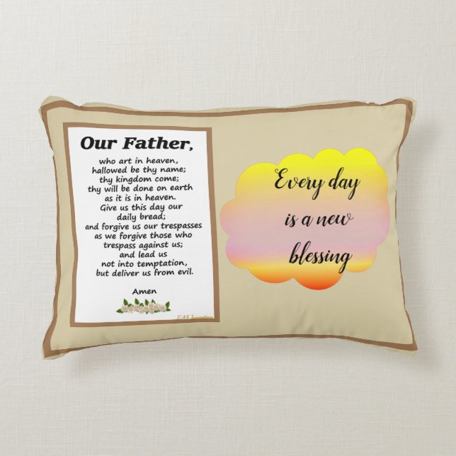 Notre Père Prière Matthieu 6:9-13 Coussin à deux v (Devant)