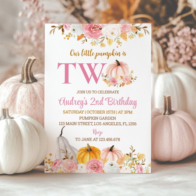 Notre Petit Citrouille rose 2e Invitation annivers (Créateur téléchargé)