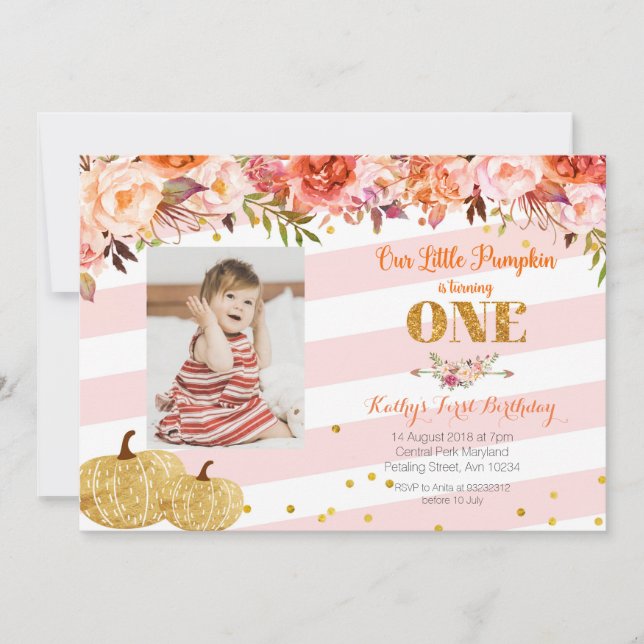 Notre petit Citrouille tourne une invitation (Devant)