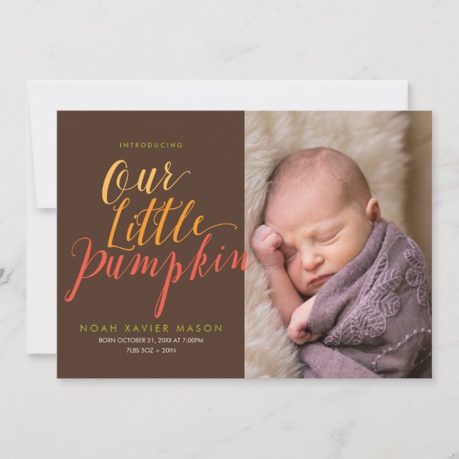 Notre petit Faire-part de naissance Citrouille (Devant)