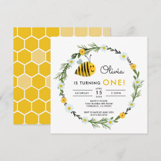 Notre Petit Miel Abeille Première Invitation Anniv